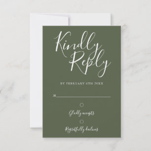 Olivgrüne Signature-Schrift einfache moderne RSVP Karte