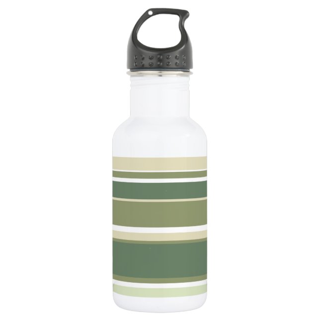 Olivgrüne Streifen Edelstahlflasche (Vorderseite)