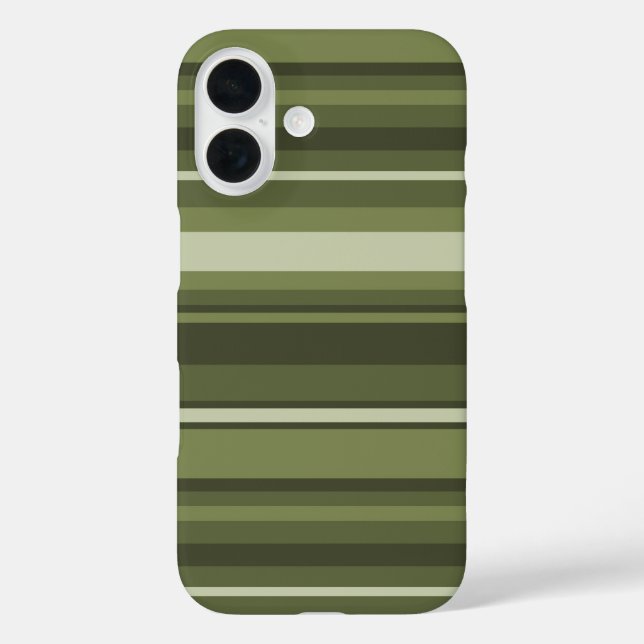 Olivgrüne Streifen iPhone 16 Hülle (Rückseite)