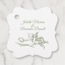 Olivgrüne Toile de Jouy Cherub Hochzeitsgeschenk-A