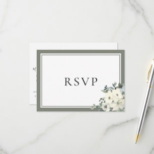 Olivgrüne Umrandung Elegante Menüauswahl RSVP-Kart RSVP Karte