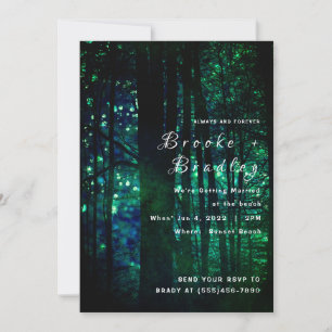 Olivgrüne Wald-Glow-Hochzeit Einladung