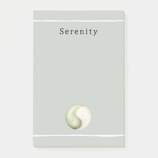 Olivgrüne Yin-Yang-Meditation Personalisiert  Post-it Klebezettel (Vorderseite)