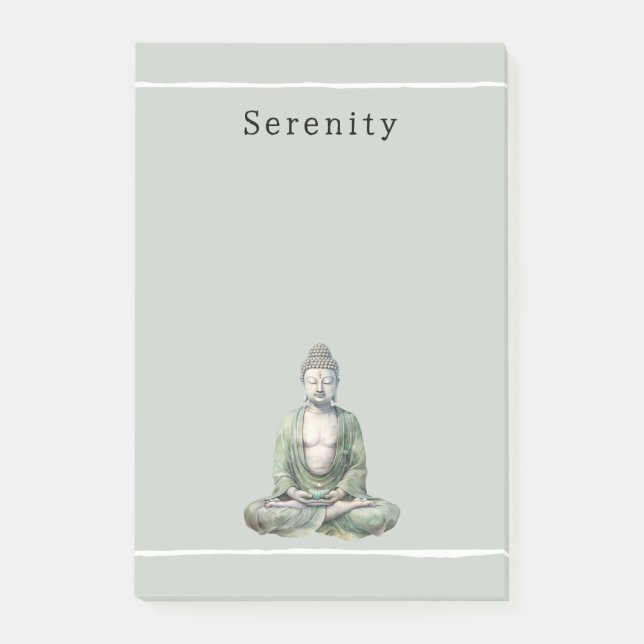 Olivgrüner Buddha-Meditations-Personalisiert  Post-it Klebezettel (Vorderseite)