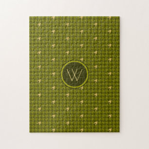 Olivgrüner Houndstooth-Puzzle mit goldenen Akzente