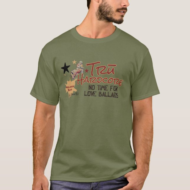 olivgrüner roter/tan Tru hardcoredruck T-Shirt (Vorderseite)