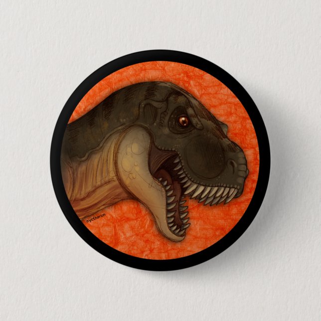 Olivgrüner Tyrannosaurus Button (Vorderseite)