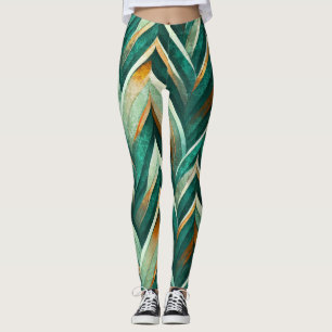 Olivgrünes abstraktes geometrisches Naturmuster Leggings