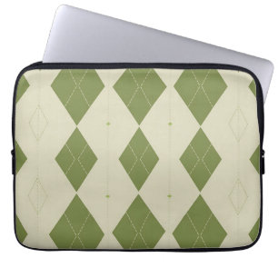 Olivgrünes Argyle-Diamantmuster Laptopschutzhülle