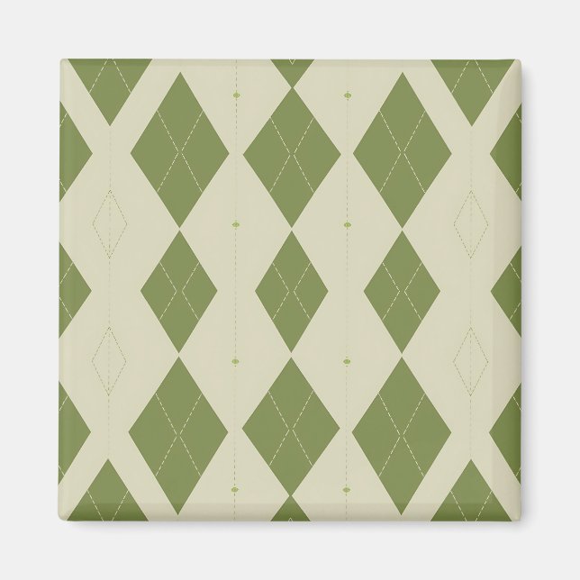 Olivgrünes Argyle-Diamantmuster Magnet (Vorne)