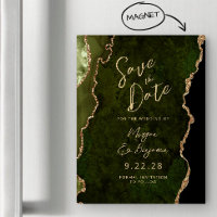 Olivgrünes Goldachat-Magnetisches Save-the-Date