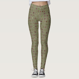Olivgrünes Grün-und Rot-Leggings Leggings