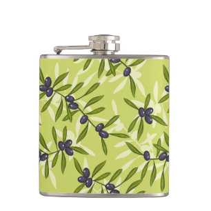 Olivgrünes Muster Flachmann