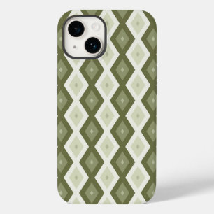 Olivgrünes Rautenmuster Case-Mate iPhone 14 Hülle