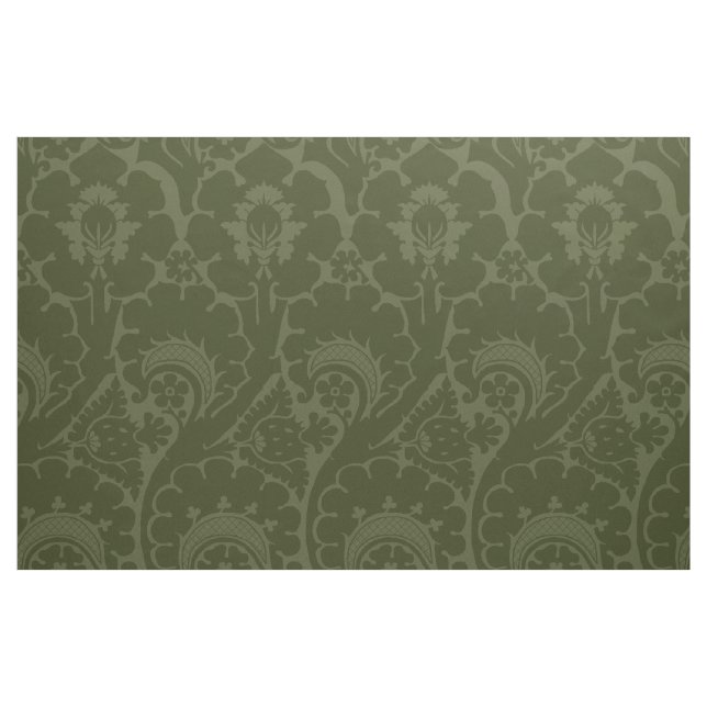 Olivgrünes Renaissance-Blumenmuster Stoff (Fat Quarter (45,7 x 55,9 cm))