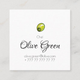Olivgrünes Restaurant Quadratische Visitenkarte