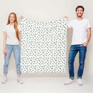 Olivgrünes Wasserfarben-Botanik-Chic-Muster Fleecedecke