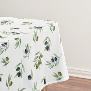 Olivgrünes Wasserfarben-Botanik-Chic-Muster Tischdecke