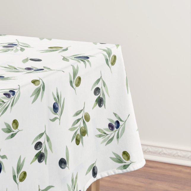 Olivgrünes Wasserfarben-Botanik-Chic-Muster Tischdecke (Beispiel)