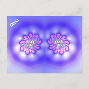 OLIVIA ~ 3D-Fraktaldesign ~ Rosa Blau Mauve ~ Postkarte