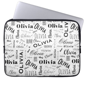 Olivia Benutzerdefinierter Name Schwarz Weiß Laptopschutzhülle