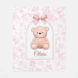 Olivia Benutzerdefiniertes rosa Teddy-Bär-Kinder Fleecedecke