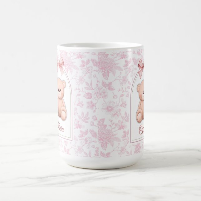 Olivia | Benutzerdefiniertes rosa Teddy-Bär-Kinder Kaffeetasse (Mittel)