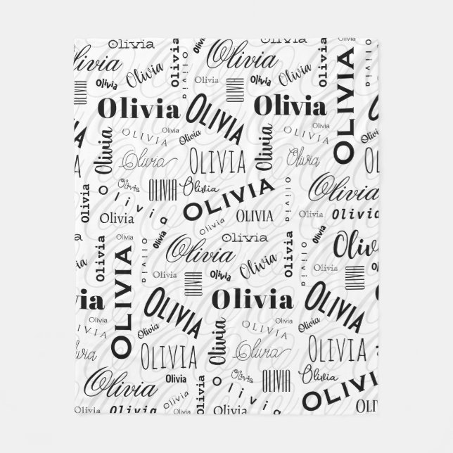 Olivia Benutzername Schwarz Weiß  Fleecedecke (Vorderseite)