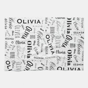 Olivia Benutzername Schwarz Weiß Geschirrtuch