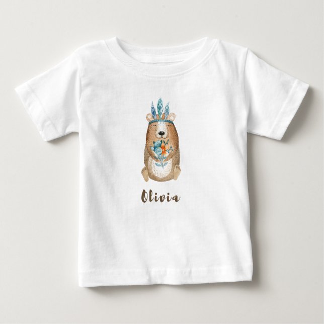Olivia Boho Bear Baby T-shirt (Vorderseite)