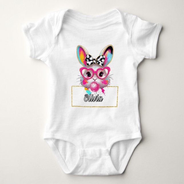 Olivia Bubble Easter Bunny Baby Strampler (Vorderseite)
