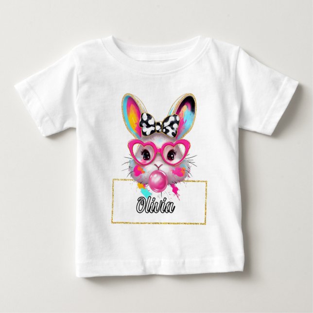 Olivia Bubble Easter Bunny Baby T-shirt (Vorderseite)
