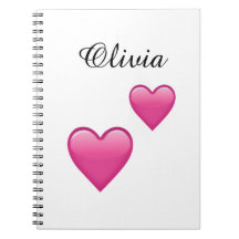 Olivia Carnet de notes personnalisé avec coeurs Em