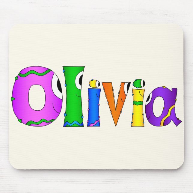 "Olivia" Cartoon-Zeichenname Mousepad (Vorne)