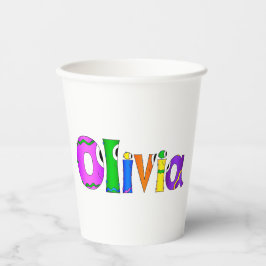 "Olivia" Cartoon-Zeichenname Pappbecher