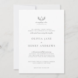 Olivia Classic Gray Monogram Catholic Wedding Einladung