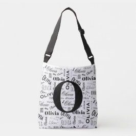 Olivia Custom Name Black White Tragetaschen Mit Langen Trägern