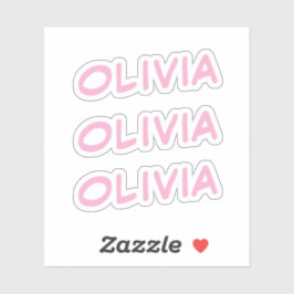 Olivia Decorative Name in Rosa x3 Aufkleber