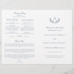 Olivia Dusty Blue Catholic Mariage Mass Programme