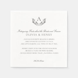Olivia Elegant Gray Monogram Wedding Fun Fakten Serviette