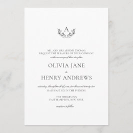 Olivia Elegant Simple Gray Monogram Wedding Einladung