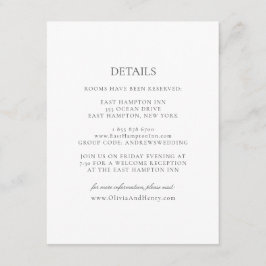 Olivia Elegant Simple White Gray Details Hochzeit Begleitkarte