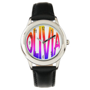 Olivia filles nom enfants colorés montre
