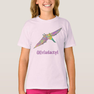 Olivia Finger Lustiger Bunter Pterodaktylus Dinosa T-Shirt