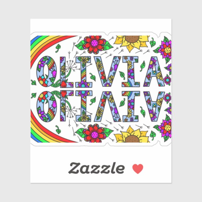Olivia, Girls Name Whimsical Digital Art Aufkleber (Blatt)