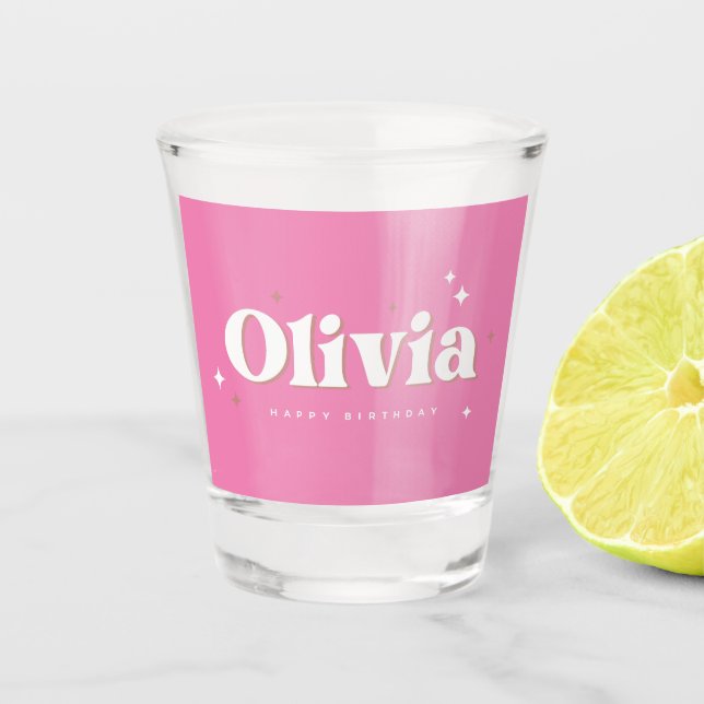 Olivia Happy Birthday Cake Shot Glass Schnapsglas (Vorderseite)