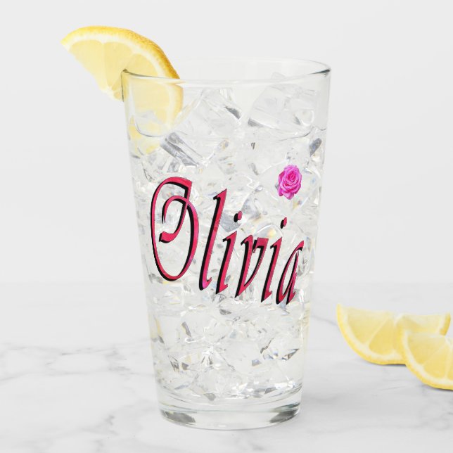 Olivia-Logo mit Rose, Glas (Vorderseite Ice)