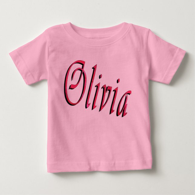 Olivia, logo rose Cursive Name, T-shirt bébé (Devant)