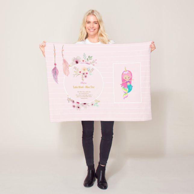 OLIVIA - Mädchen Name Bedeutung Geschenk - Meerjun Fleecedecke (Beispiel)