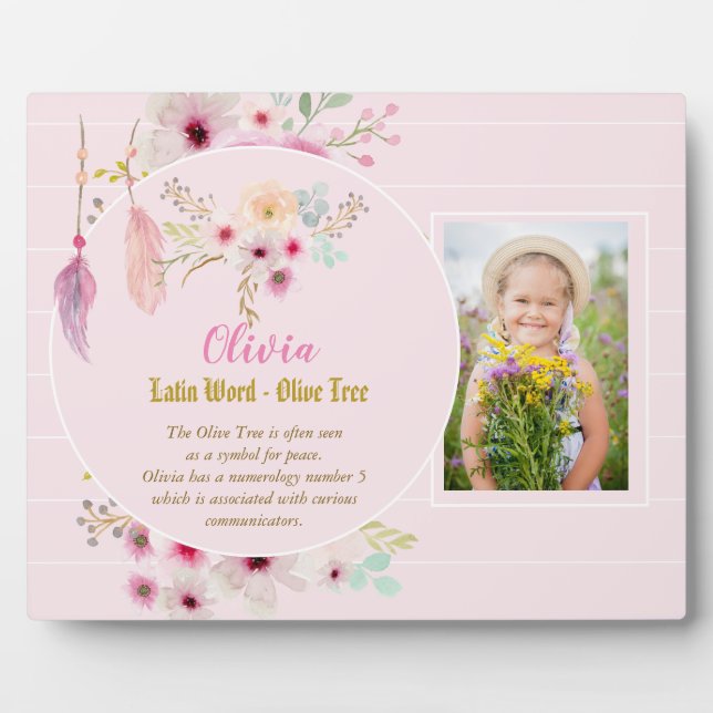 OLIVIA - Mädchen Name Bedeutung Geschenk - Meerjun Fotoplatte (Vorderseite)